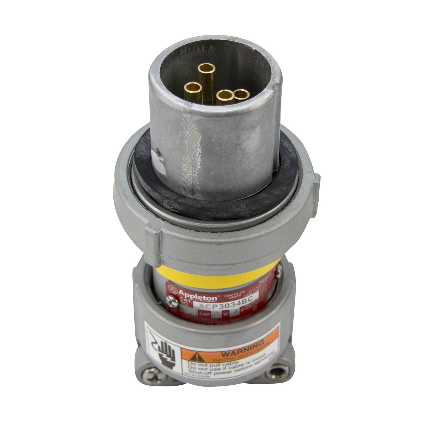 Appleton ACP3034BC Clamping Ring Plug, 30 Amp, 4-Pole, 3-Wire