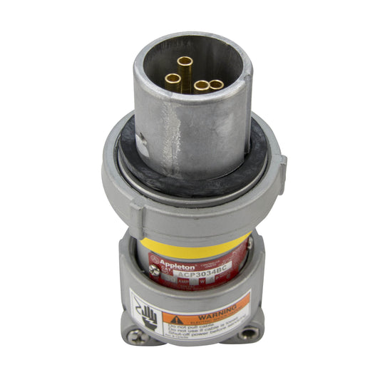 Appleton ACP3034BC Clamping Ring Plug, 30 Amp, 4-Pole, 3-Wire